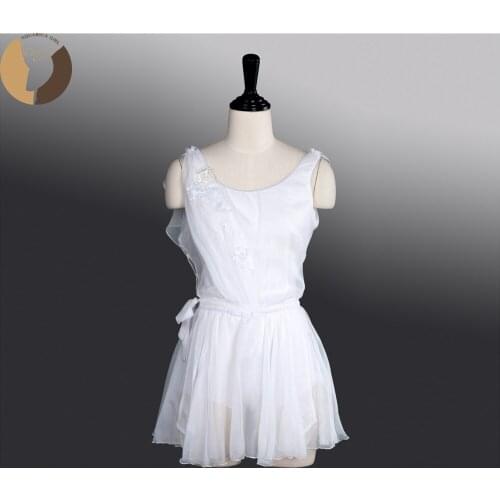 Fltoture AT1275 White Chiffon Skirt Dance Costumes Girls Ballet Competition Wear Ballet Short Skirts Fairy Performance Clothes