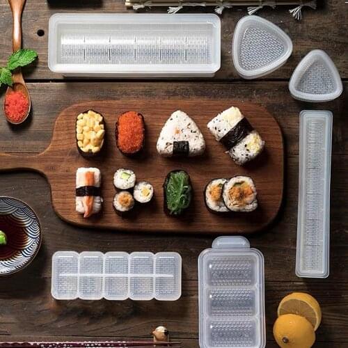 DIY Hand-rolled Sushi Rice Mold Plastic Easy Hand Sushi Maker Mould Rice Sushi Kit Rolling Mat Kitchen Cooking Bento Accessories