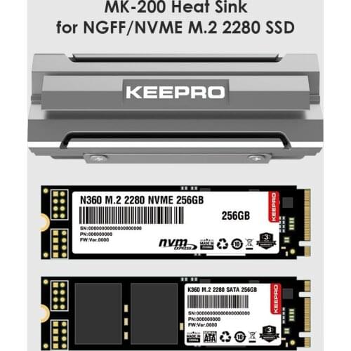KEEPRO MK-200 Aluminum Alloy M.2 NVME 2280 Cooler Passive Radiator PCI-E Solid State Drive Metal Heatsink