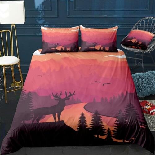 An Evening in Forest Quilt Cover Pillowcase 3Piece Comforter Bedding Set With Pillow Case Single Double Duvet Cover Home Decora