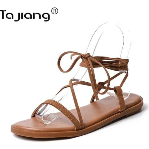 Ta Jang flat-heeled lace up shoes summer beach casual sandals women sexy shoes TJ-21004