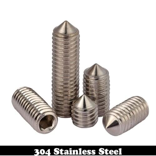 M6 M6*20 M6x20 M6*25 M6x25 M6*30 M6x30 304 Stainless Steel ss DIN914 Inner Hexagon Socket Allen Head Grub Cone Point Set Screw