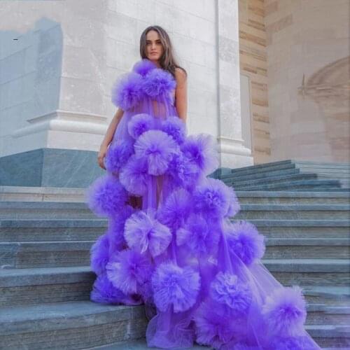 Tiered Fullness Mesh Prom Dress Lush abendkleider Light Purple Tulle Prom Dress Photography vestido de festa