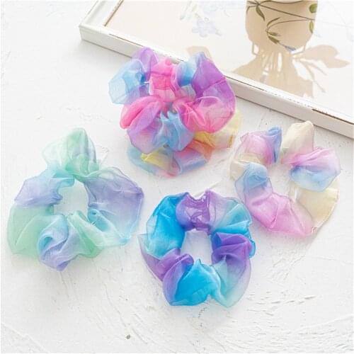 Fashion Sweet Tie Dyed Hairband Multicolor Large Intestine Hair Ring Ponytail Holder Scrunchie Elastic Headband Hair Accessory