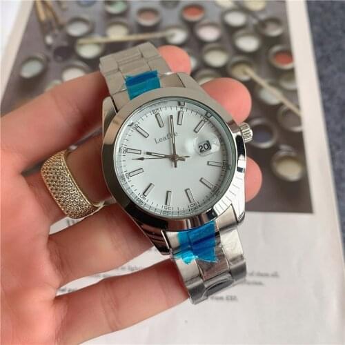 Fashion brand watches Silver calendar function stainless steel material quartz watch dial diameter 40mm montre homme