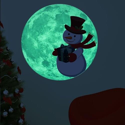 Wall Stickers Cartoon Christmas Snowman Luminous Wall Stickers Living Room Bedroom Decoration Wall Stickers For Kids Rooms