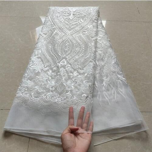 Nigerian Luxury Sequins Embroidery African Lace Fabric High Quality Mesh Lace Heavy Manual French Tulle Lace For Wedding JYN320