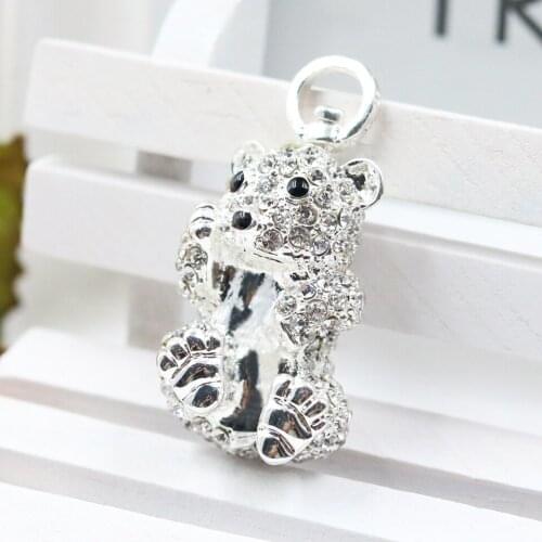 Silver Plated Zirconia-pave Baby Polar Bear Pendants Fit Chain Necklaces, Most Fashion Glam Jewelry Cute Soul Gift for Women Men