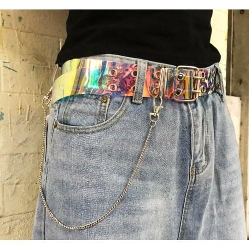 2020 Fashion Clear Grommet Chain Belt For Women Female Heart Designer Punk Transparent Plastic PVC Waist Belts Trouser Jeans