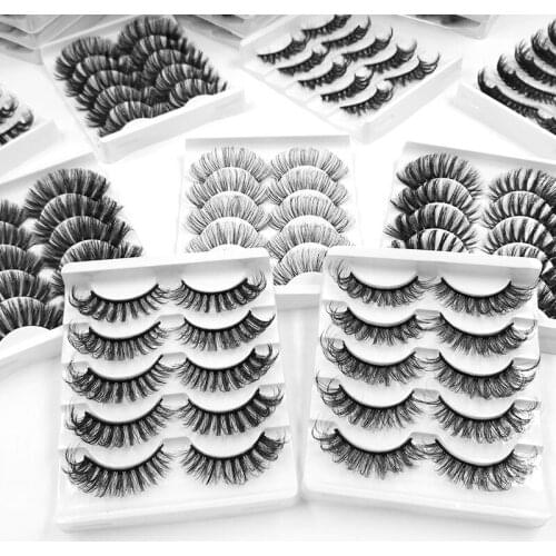 NEW 5 Pairs Natural 3D False Eyelashes Mink Lashes Fake Lashes Fluffy Wispy Natural Long False Crisscross Eyelashes Set