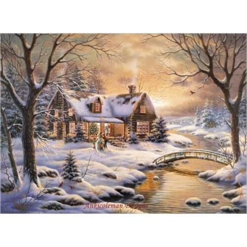 Needlework for Embroidery by Ankicoleman DIY DMC High Quality - Counted Cross Stitch Kits 14 ct Oil painting - Christmas Cottage