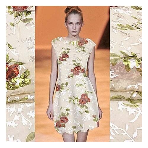 Super beautiful high end light yellow bottom light breeze silk burnt out silk fabric