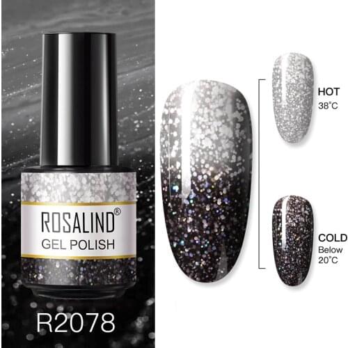 ROSALIND Shiny Sequins Effect Color Change Gel Thermal Nail Varnishes All For Manicure Nails Art UV Semi Permanent Gellak