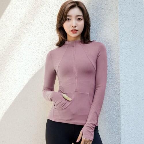 Yoga Crop Top Sportswear Womens Collar Cardigan Gym Net Red Running Long Sleeve Suit Spring Summer Mujer Camisetas