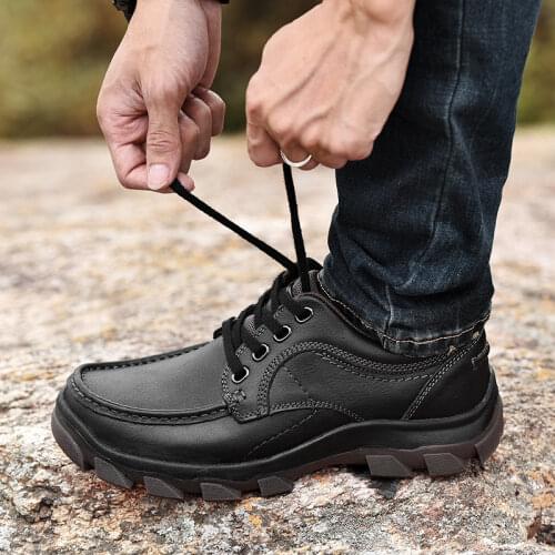 Outdoor Hiking shoes Men Genuine Leather Shoes Men Dress Shoes 2019 Business Classic Leather Shoes Men Formal Footwear