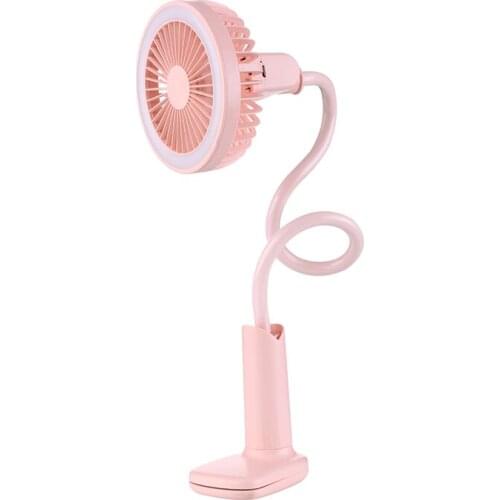 Clip on Fan, Desktop USB LED Lamp Fan, 2 Brightness Settings, 1500mAh Use for Travel, Outdoor, Office, Flexible Hose Mini Fan