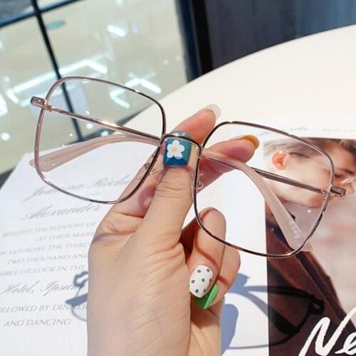 Vintage alloy square clear crystal glasses for women fashion Myopia glasses frame female gold pink shades transparent eyeglass