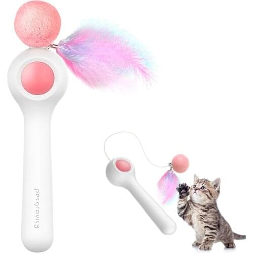 Funny Cat Toys Gravity Automatic Telescopic Cat Training Toys Pet Cat Interactive Feather Toy Feather Fairy Stick For Kitty