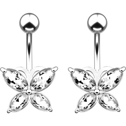 Women Jewelry Butterfly Zircon High Quality Navel Piercings Stainless Steel Silver Color Belly Button Piercing Woman Body