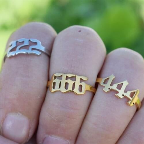 111 222 333 444 Rings 555 777 888 999 666 Stainless Steel Lucky Angel Number Ring Adjustable Finger Rings Minimalist Gift BFF
