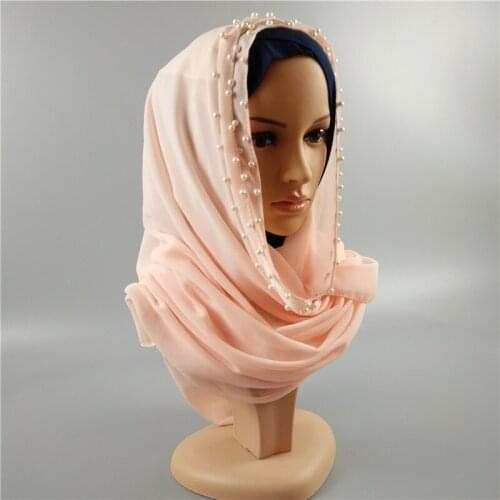 12 pieces/lot) 2017 pearl plain bubble chiffon shawl solid bead ball muslim scarfs shawls,islamic hijab SYF172