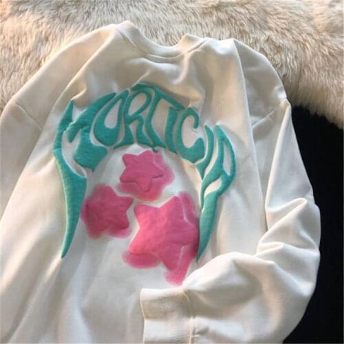 2021 Fall Womens New Sports Sweatshirt Harajuku Style Korean Printed Round Neck Sweatshirt Chic Em