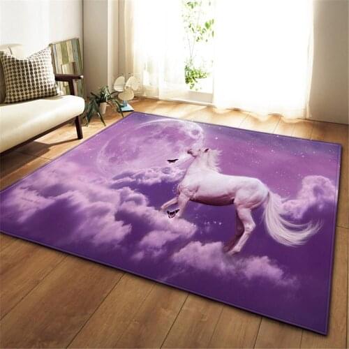 3D Dream Universe Horse Rug Living Room Carpet Girls Room Decoration Mat Baby Crawling Area Rugs Anti-slip Soft Bedroom Carpets