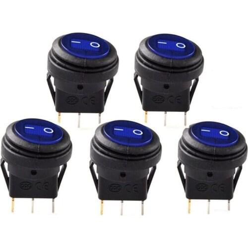 5 pcs 12V 20A Waterproof Round On/Off Rocker Switch Car Auto Boat SPST