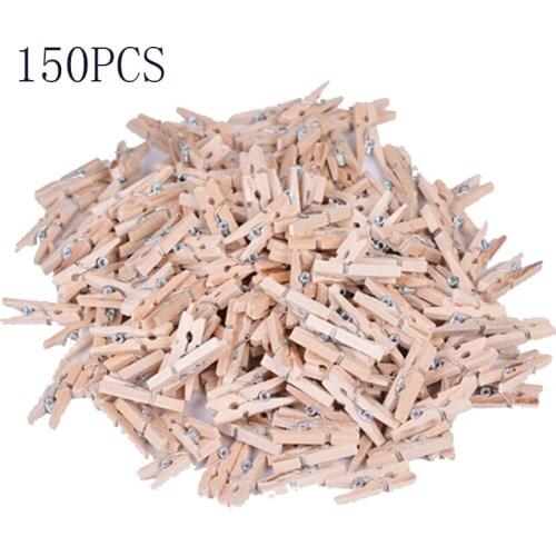 50/100/150Pcs 2.5CM Natural Wooden Clothes Photo Paper Clothespin Craft Clips Portable Wood Clamp School Office Paper Clip