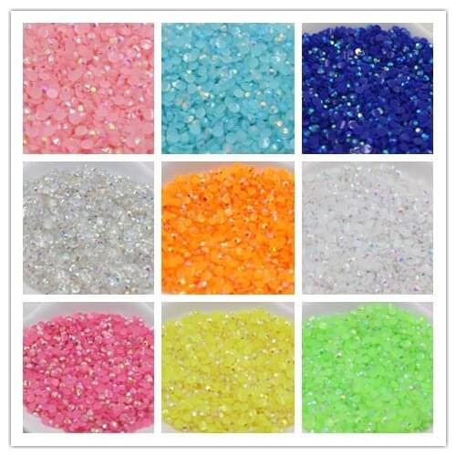 Free Shipping 1000Pcs/lot Size 3mm AB jelly Color resin rhinestone Half Round Flatback Beads DIY Decoration