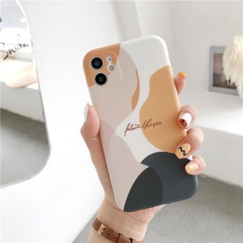 Art Retro Abstract Geometry Phone Case For iPhone 12 11 11 Pro Max XR XS X Max 8 7 Plus Cute Phone Back Soft Silicone Cover Gift