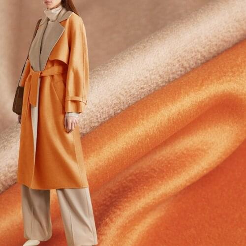 Red Raspberry 850g/m Double-Side Ripple Silk Wool Overcoating Garment Materials Women Overcoat DIY cloth Fabrics Freeshipping