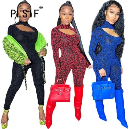 Leopard Print Skinny Romper Women Jumpsuit Summer Full Length Overalls Female Playsuit