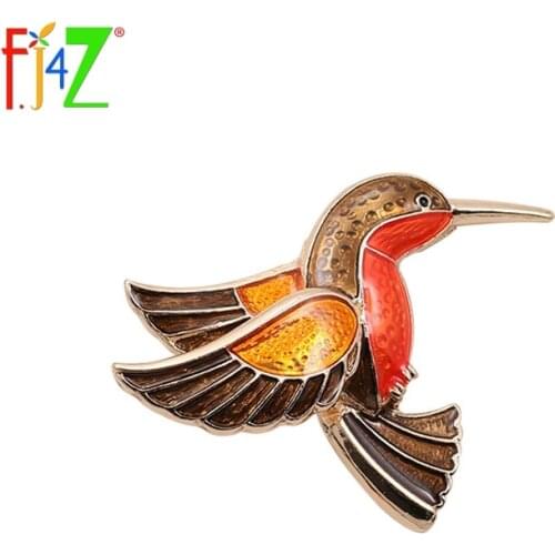 F.J4Z New arrival Fashion Womens Unique Oil Color 3D Hummingbird Brooches Pins Accessories alfileres broches