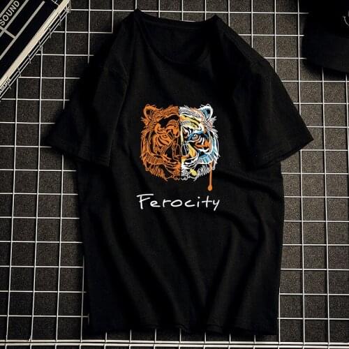 Mens T-shirt Cotton Cartoon Printed Crew Neck Short Sleeves For Outdoor Freedom Loose Casual Mens Daily Tees Clothing 2021