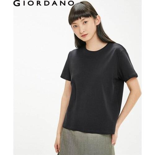 Giordano Women Tshirts Interlock Simple Plain Crewneck Tee Shirts Short Sleeves Casual Soild Camiseta Mujer 05321395