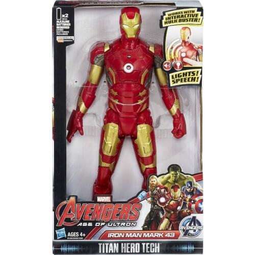 Marvel Avengers Toys Titan Hero Iron Man Mark 43 Action Figure Dolls Electric Sound & Light Iron Man Collection Model Kids Gift