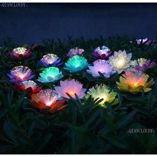 12 pieces Artificial led Optic fibre waterproof fake pond flowers Light Lotus Leaf Lily Color wedding floating decoration D30