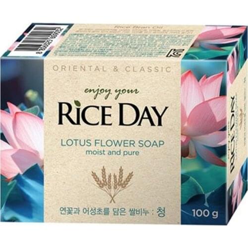 Korean authentic CJ lion RICE DAY LOTUS FLOWER SOAP moist and pure100g