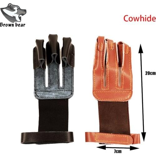 Cow Leather Recurve Bow Archery Guard 3 Fingers Protection Finger Glove Guard for Archery Hunting Shooting