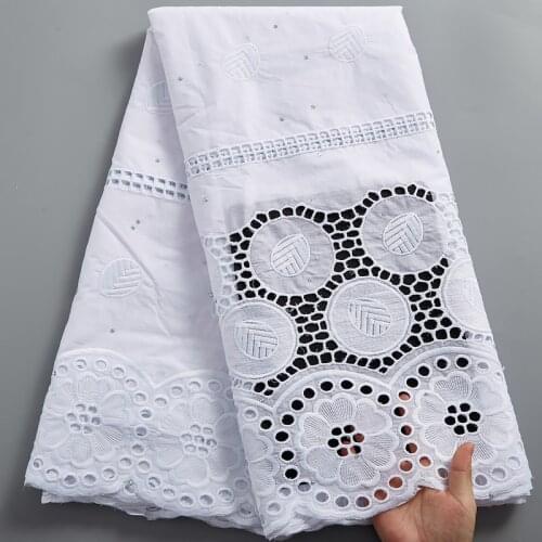 SJD LACE Whtie African Lace 100% Cotton Fabric High Quality 2021 New Swiss Voile Lace In Switzerland Women Wedding Dresses A2483