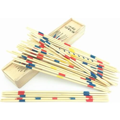 Hot New Educational Wooden Traditional Mikado Spiel Pick Up Sticks With Box Kids Funny Learning Game Classical Toys Gift