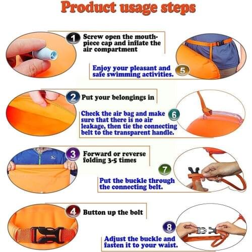 Hot Selling Single Airbag Swimming Storage Floats PVC Bag Waterproof Inflatable Storage Bag Waterproof Swimming Bag I5G3