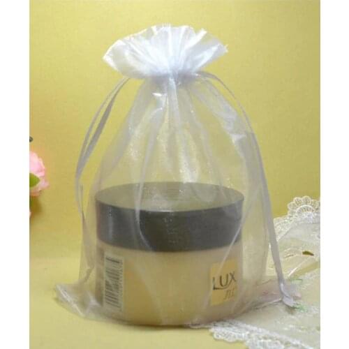 100pcs 30x40cm Organza Gift Bags with Drawstring White Jewelry Favor Pouches Christmas Wedding Party Festival Candy Bags Black