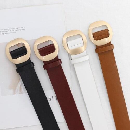Fashion Dress Belt Leather Belt Women Classic Retro Simple Belt Female Round Buckle Female Belt Simple Round Pin Buckle New
