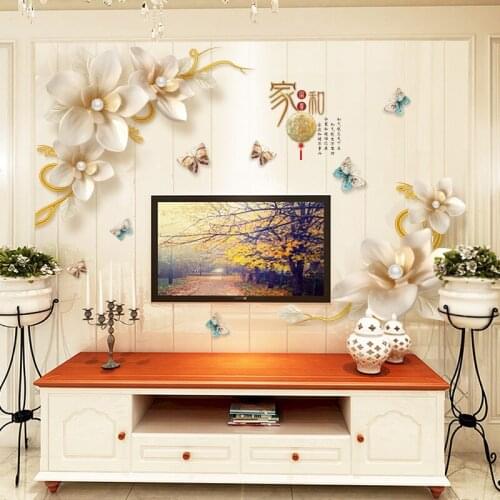 Chinese Style Wall Sticker Flower Family Harmony Rich Home Decor Living Room Sofa TV Background Decoration Decals Art Wallpaper