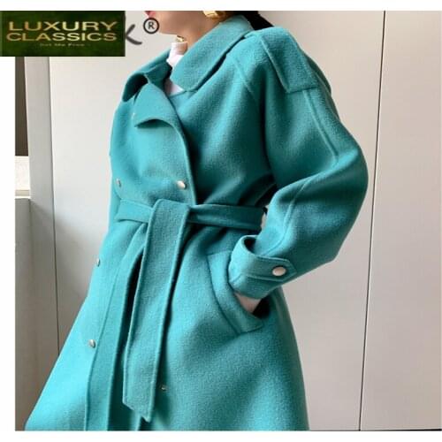 Autumn 95% Wool Spring Coat Female Elegant Long Cashmere Woolen Jacket Women Manteau Femme Hiver 2021 Fit Blend Coat 8265