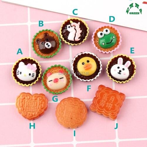 Resin Slime Charm Bead Cute Animal Cake Biscuit DIY Accessories for Girls Room Decor Handmade Craft Accessories 10pcs 25mm