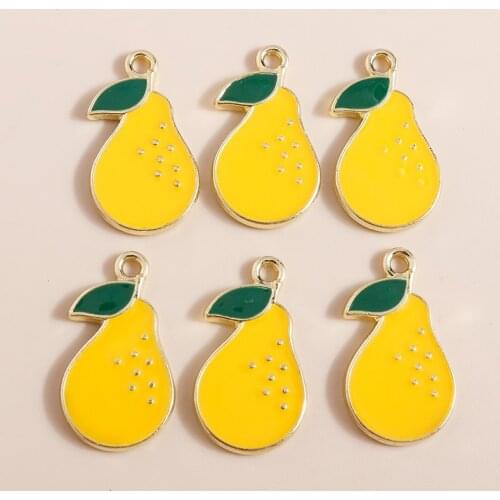 10pcs 12*21mm Enamel Fruit Charms for Necklaces Earrings Making Pear Charms Pendants for Handmade DIY Jewelry Making Accessories
