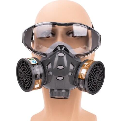 Full Face Respirator Gas Mask With Safety Glasse Spray Paint Chemical Pesticide Decoration Formaldehyde Anti-Dust With Filter